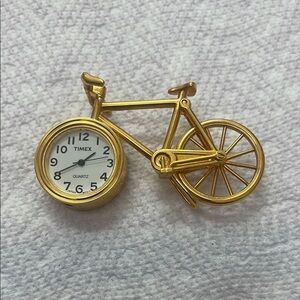 Timex Gold Bicycle Desk Clock with Quartz Watch